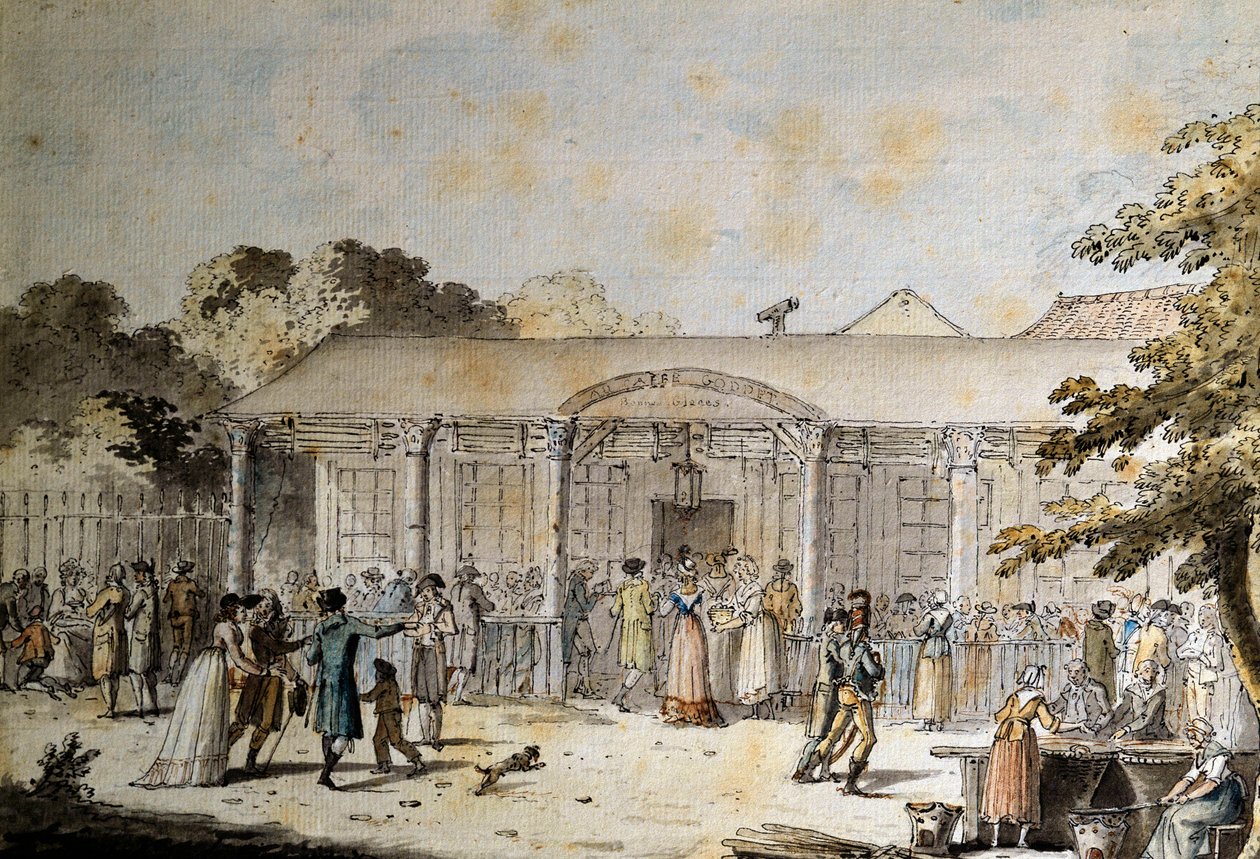 Udsigt over Cafe Goddet (eller Godet), Boulevard du Temple, på tidspunktet for konsulatet af Jacques Francois Joseph Swebach