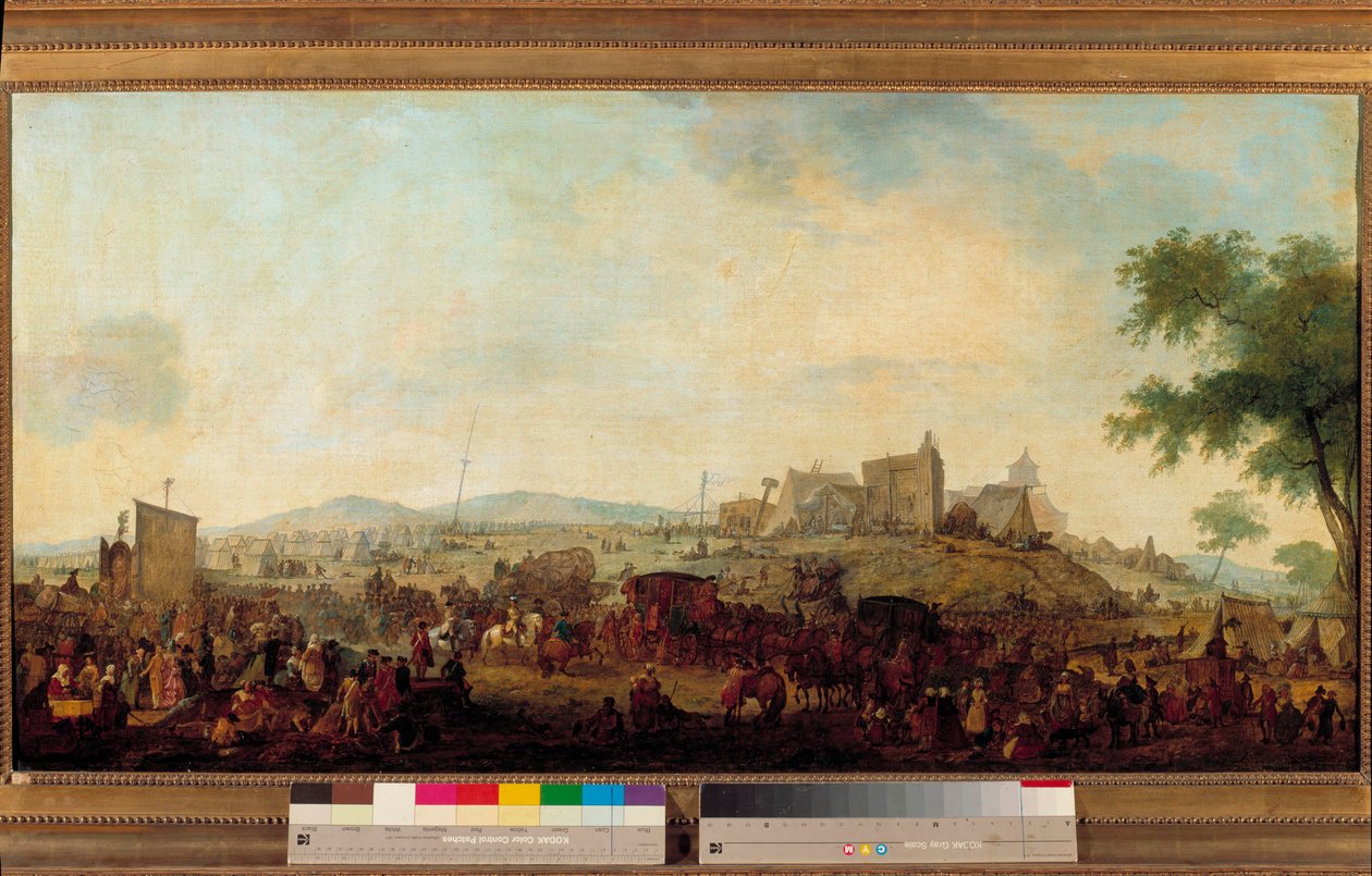 Udsigt over den militære manøvrelejr etableret under kommando af prinsen af Conde nær Saint Omer fra 5. august til 25. september 1788. Dette er Louis V Joseph de Bourbon-Conde (1736-1818). Maleri af Jacques Francois Joseph Swebach (1769-1823) 1788 Su af Jacques Francois Joseph Swebach