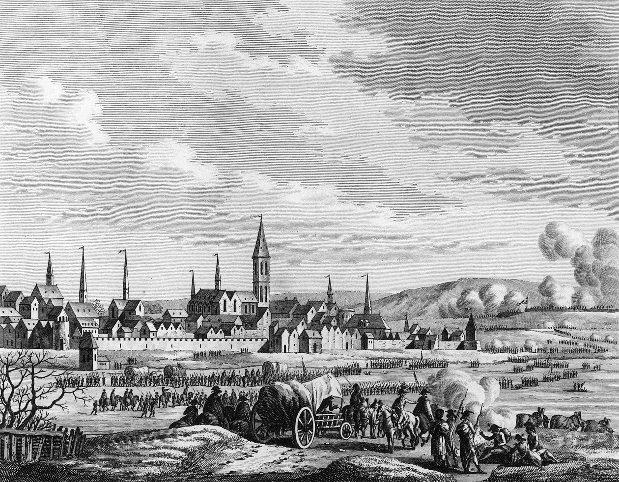 Den franske revolutions krig og antirevolutionære bevægelser: I Holland passage floden Waal på isen den 14. januar af Jacques Francois Joseph Swebach