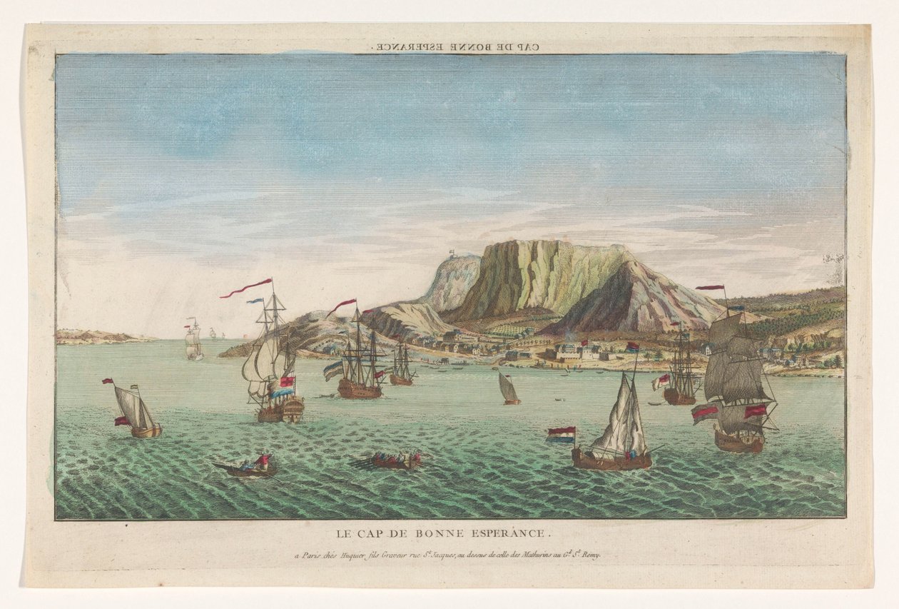 Udsigt over Kap det Gode Håb i Sydafrika Cap de Bonne Esperance (titel på objekt) af Jacques Gabriel Huquier
