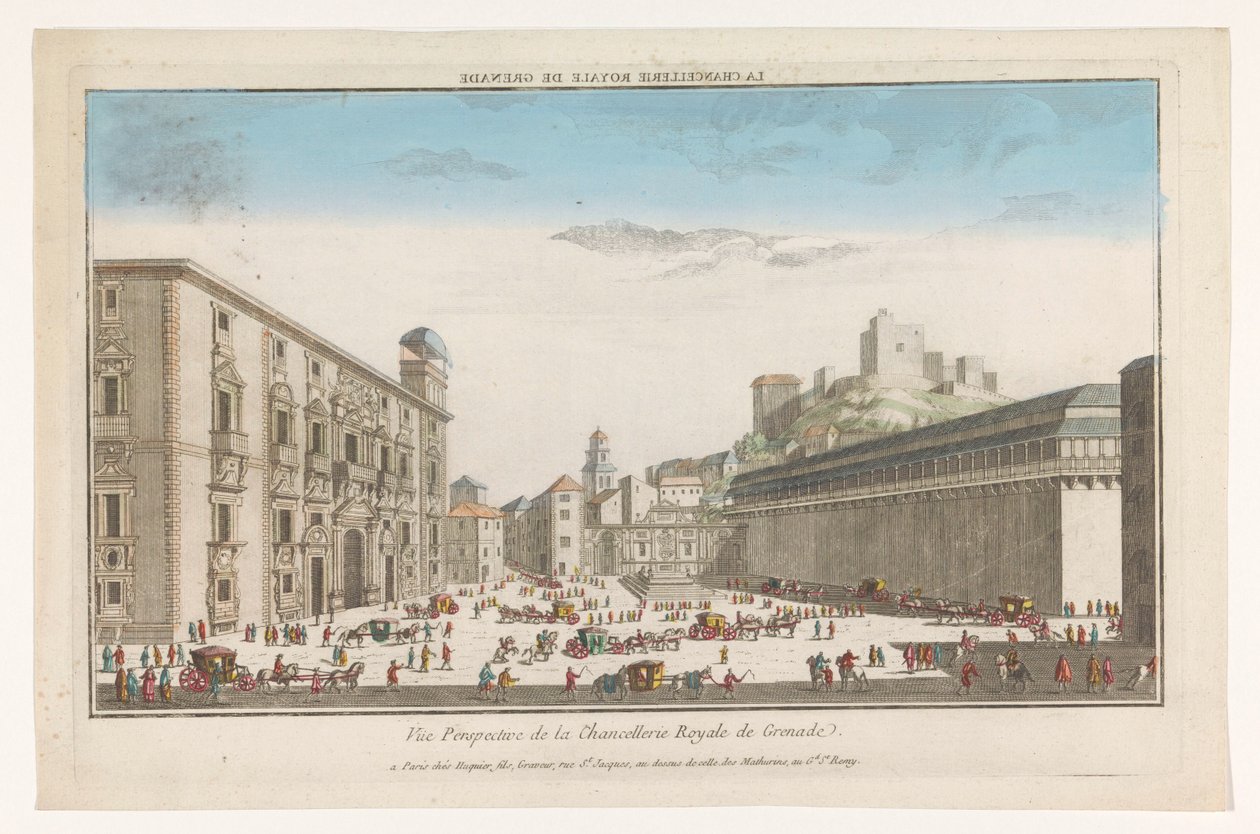 Udsigt over Real Chancillería i Granada La Chancellerie Royale de Grenade (titel på objekt) af Jacques Gabriel Huquier