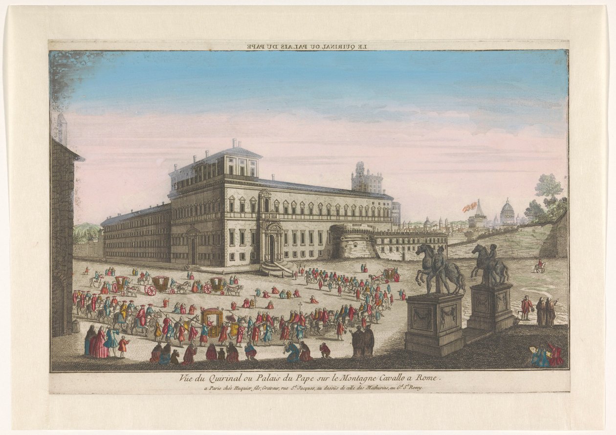 Udsigt over Palazzo del Quirinale i Rom Le Quirinal eller palais du pape (titel på objekt) af Jacques Gabriel Huquier