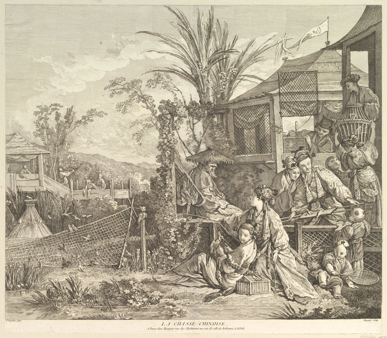 La Chasse Chinoise Den kinesiske Jagt, fra Chinoseries, efter 1743. af Jacques Gabriel Huquier