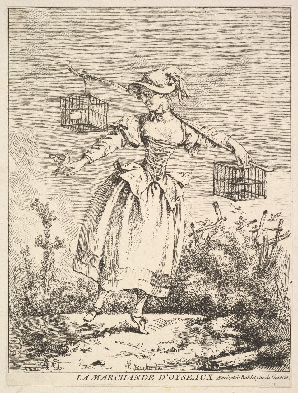 Fuglehandleren, 1700-tallet. af Jacques Gabriel Huquier