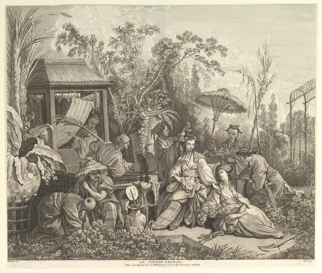 Den kinesiske have, fra Chinoseries, efter 1743. af Jacques Gabriel Huquier