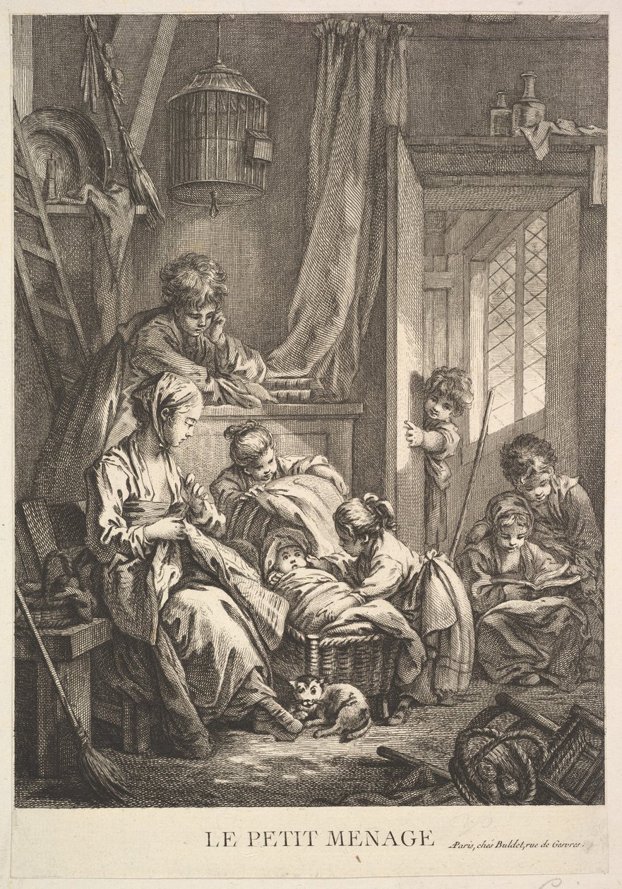Den lille husholdning, midten til slutningen af det 18. århundrede. af Jacques Gabriel Huquier