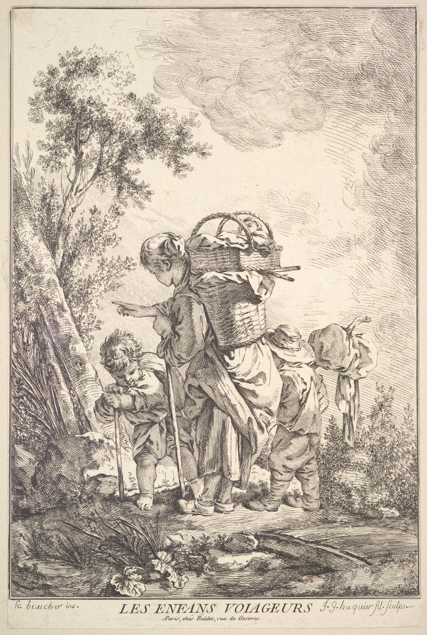 De rejsende børn, midten til slutningen af det 18. århundrede. af Jacques Gabriel Huquier