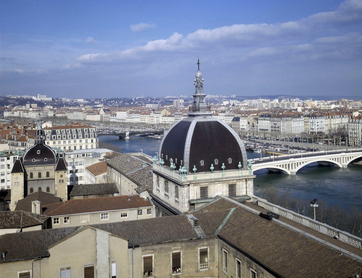 Barokarkitektur: Dome of the Hotel Dieu (1741 - 1748) af arkitekt Jacques Germain (Jacques-Germain) Soufflot (1713-1780). Lyons, Rhone (69). af Jacques Germain Soufflot