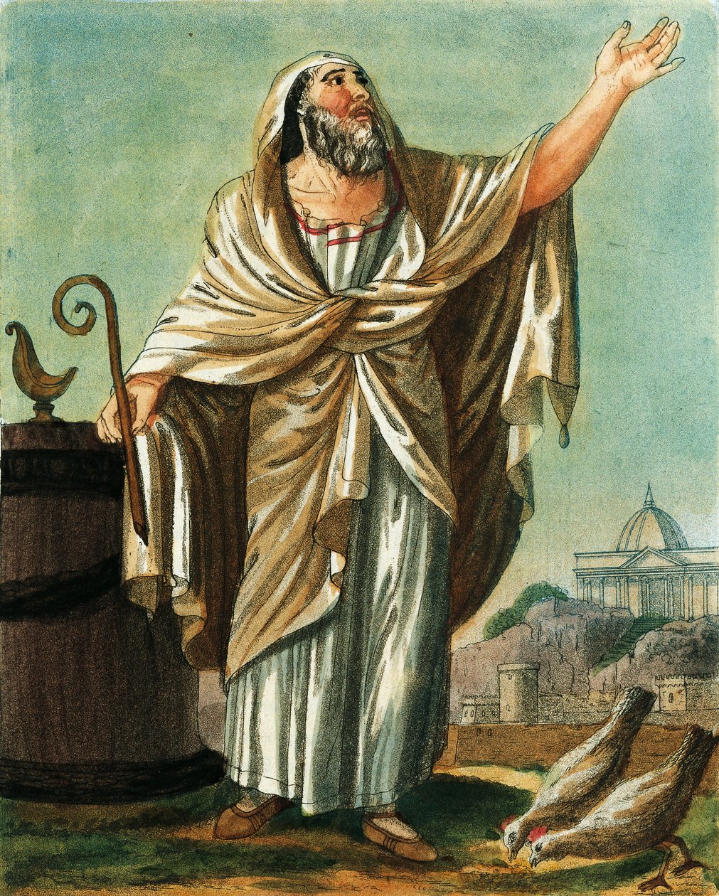 Augur, af Jacques Grasset de Saint-Sauveur (1757-1810), gravering fra det antikke Rom, eller historisk og billedlig beskrivelse af alt relateret til romerske folk, deres militær, skikke, religiøse og offentlige liv af Jacques Grasset de Saint Sauveur