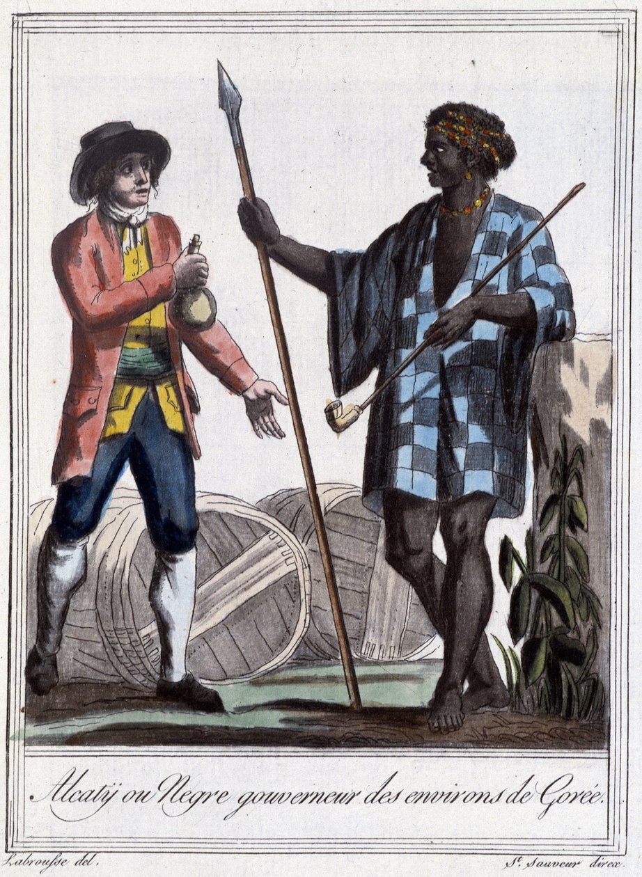 Alcaty eller negre guvernør for omgivelserne i Gorée - i "" Encyclopedia of travels"" pr Grasset St Sauveur, Paris af Jacques Grasset de Saint Sauveur