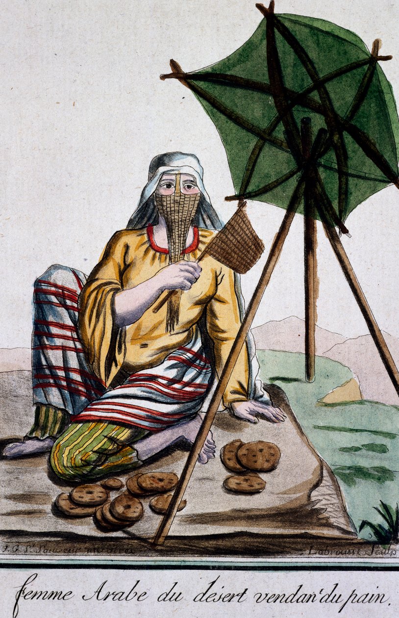 Arabisk kvinde fra ørkenen sælger brød, gravering fra Encyclopedie des Voyages, af Jacques Grasset de Saint-Sauveur (1757-1810) af Jacques Grasset de Saint Sauveur