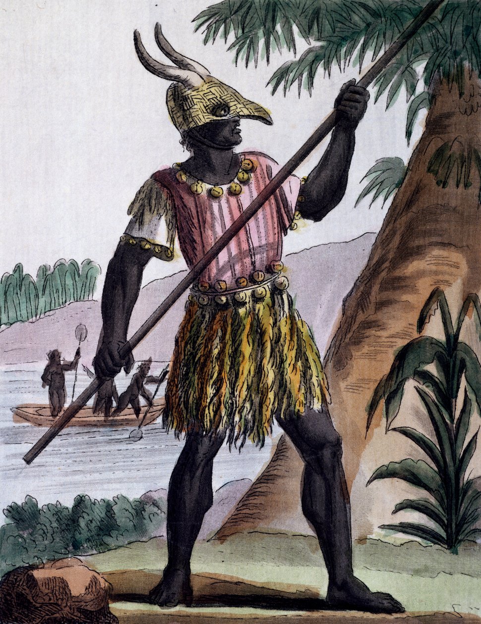 Stang, der bruges til omskæringer af negre på Goree Island, Senegal, farvegravering fra tegning af Labrousse (aktiv 1796), fra Encyclopedia of voyages, af Jacques Grasset de Saint-Sauveur (1757-1810) af Jacques Grasset de Saint Sauveur