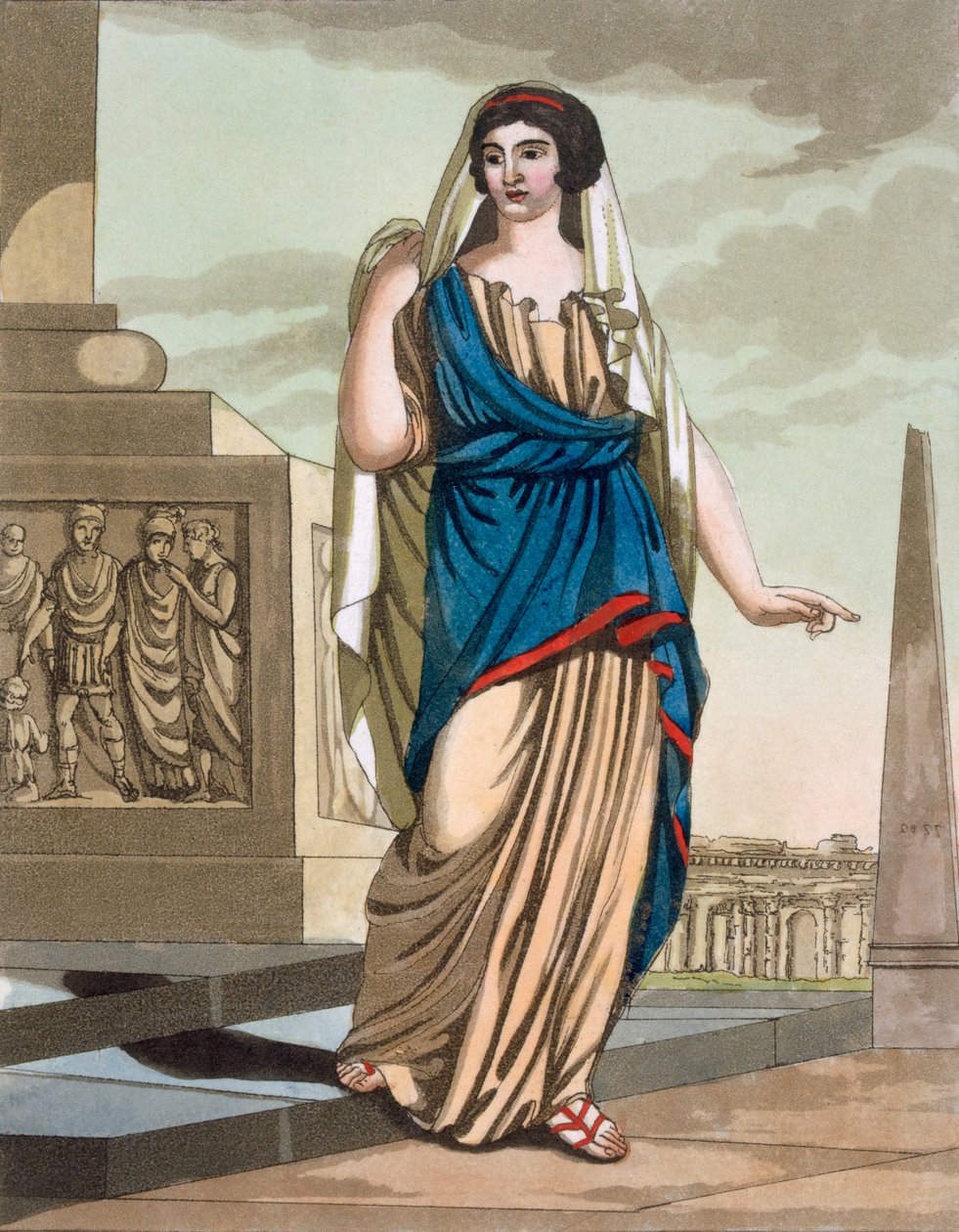 Kvindelig borger i det antikke Rom, pub. 1796. af Jacques Grasset de Saint Sauveur