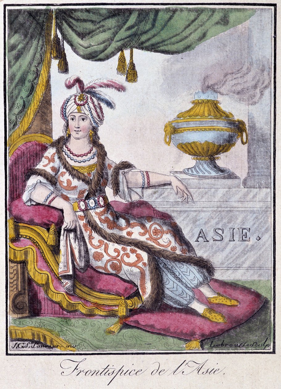 Frontispice of Asia - i "" Encyclopedia of Travels"" af Grasset St Sauveur, red. 1796 af Jacques Grasset de Saint Sauveur