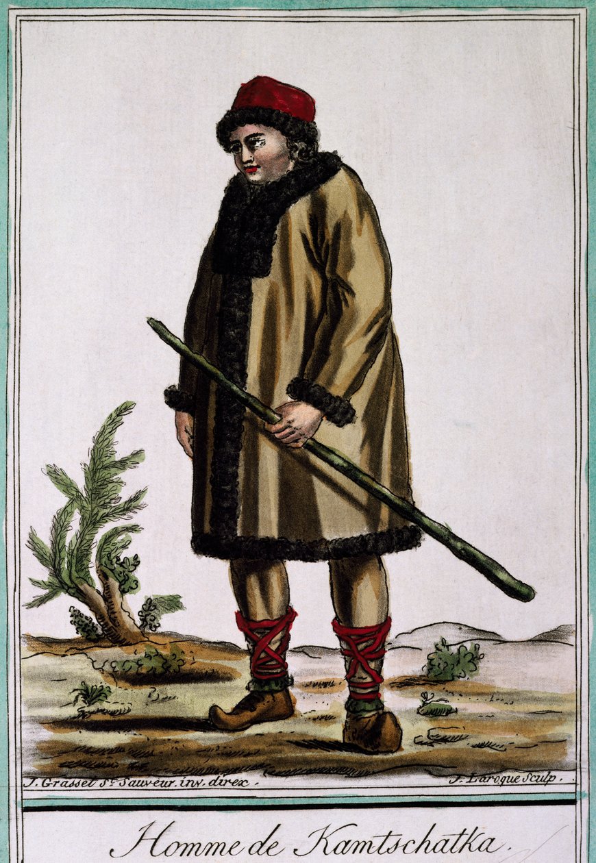 Kamchatka mand, farvegravering af Laroque, Rusland af Jacques Grasset de Saint Sauveur