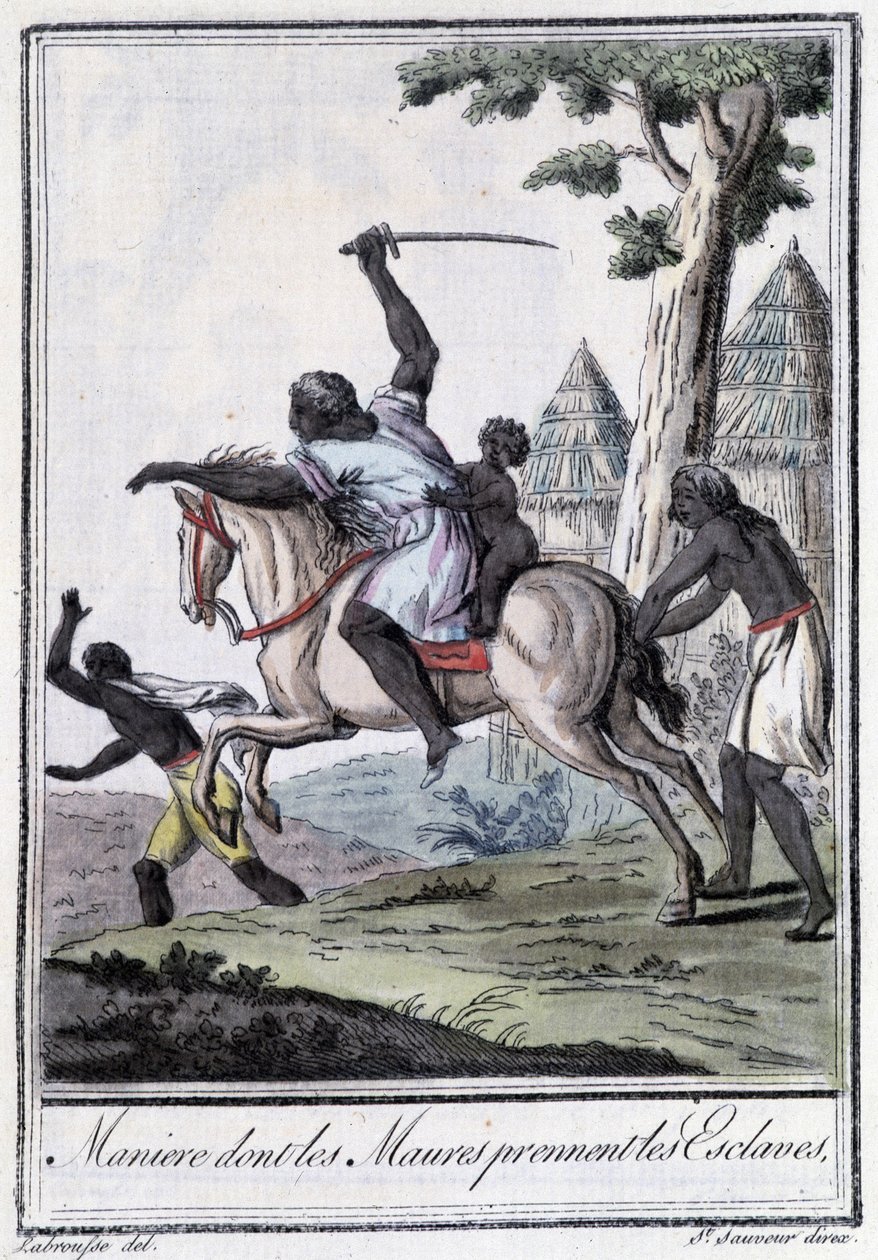 Administrer hvis Moures tager slaver - i "" Encyclopédie des voyages"" af Grasset Saint Sauveur, red. Paris 1796 af Jacques Grasset de Saint Sauveur