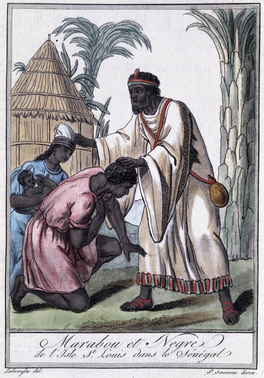 Marabou fra Saint Louis Island, Senegal - i "" Encyclopedia of Travels"" af Grasset Saint Sauveur, red. Paris 1796 af Jacques Grasset de Saint Sauveur