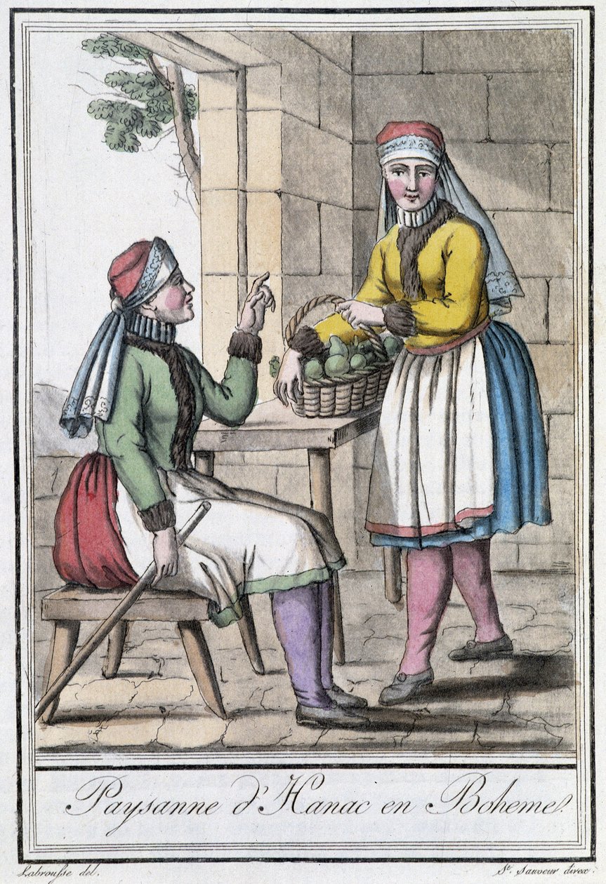 Bondekvinde fra Hanac, i Bøhmen (Tjekoslovakiet) - i "" Encyclopedia of travels"" af Grasset St Sauveur, Paris af Jacques Grasset de Saint Sauveur