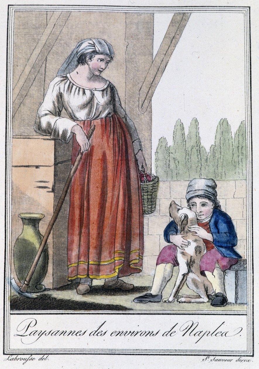 Bondekvinde nær Napoli - i "" Encyclopedia of Travels"" af Grasset St Sauveur, Paris af Jacques Grasset de Saint Sauveur
