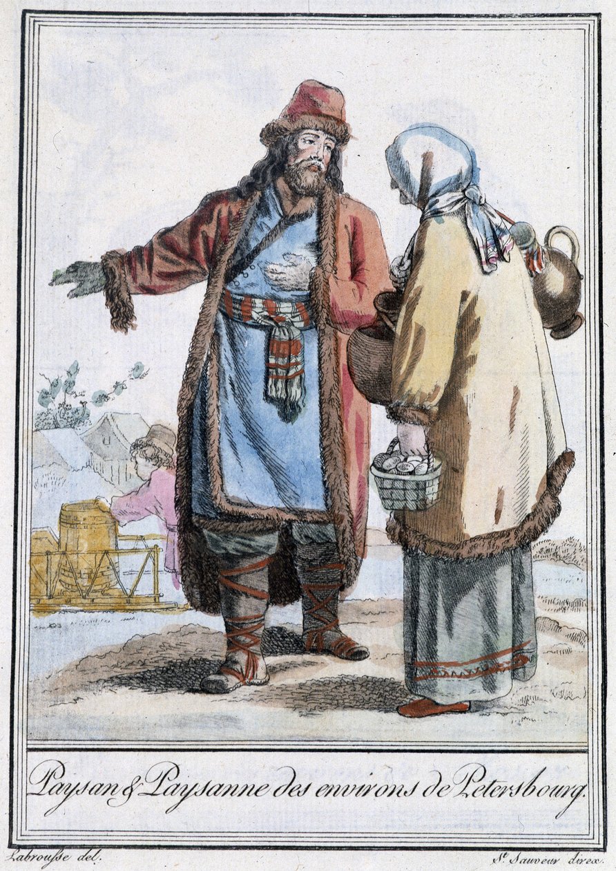 Bonde og bonde fra Petersburg - i "" Encyclopedia of Travels"" af Grasset St. Sauveur, red. 1796 af Jacques Grasset de Saint Sauveur
