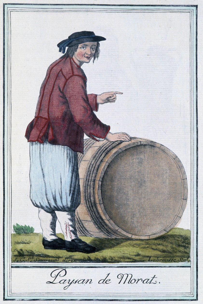Peasant de Morat (Schweiz) - i "" Encyclopedia of Travels"" af Grasset St Sauveur, red. 1796 af Jacques Grasset de Saint Sauveur