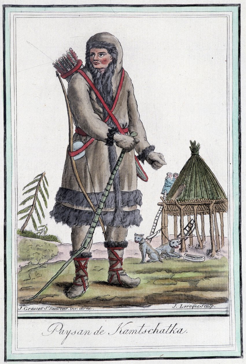 Peasant du Kamchatka - i "" Encyclopedia of travels"" af Grasset St Sauveur, Paris af Jacques Grasset de Saint Sauveur
