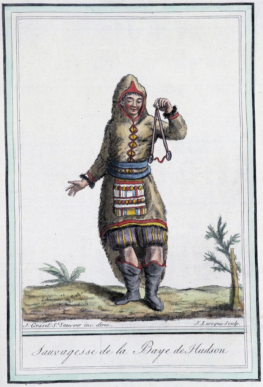 Sauvagesse af Hudson Bay (Canada) - i "" Encyclopedia of Travels"" af Grasset St. Sauveur, red. 1796 af Jacques Grasset de Saint Sauveur