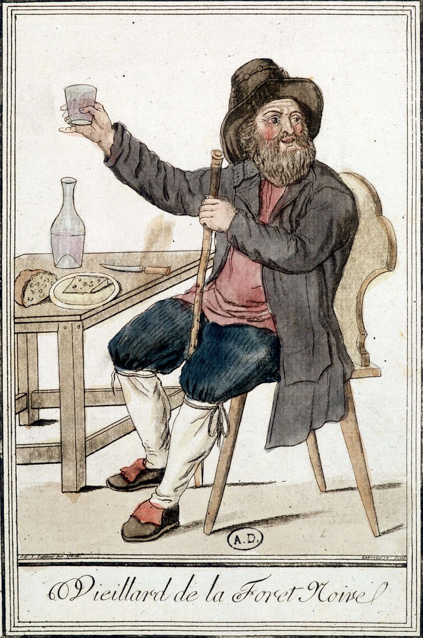 Gammel mand fra Schwarzwald - i "" Encyclopedia of Travels""" af J. Grasset Saint-Sauveur af Jacques Grasset de Saint Sauveur