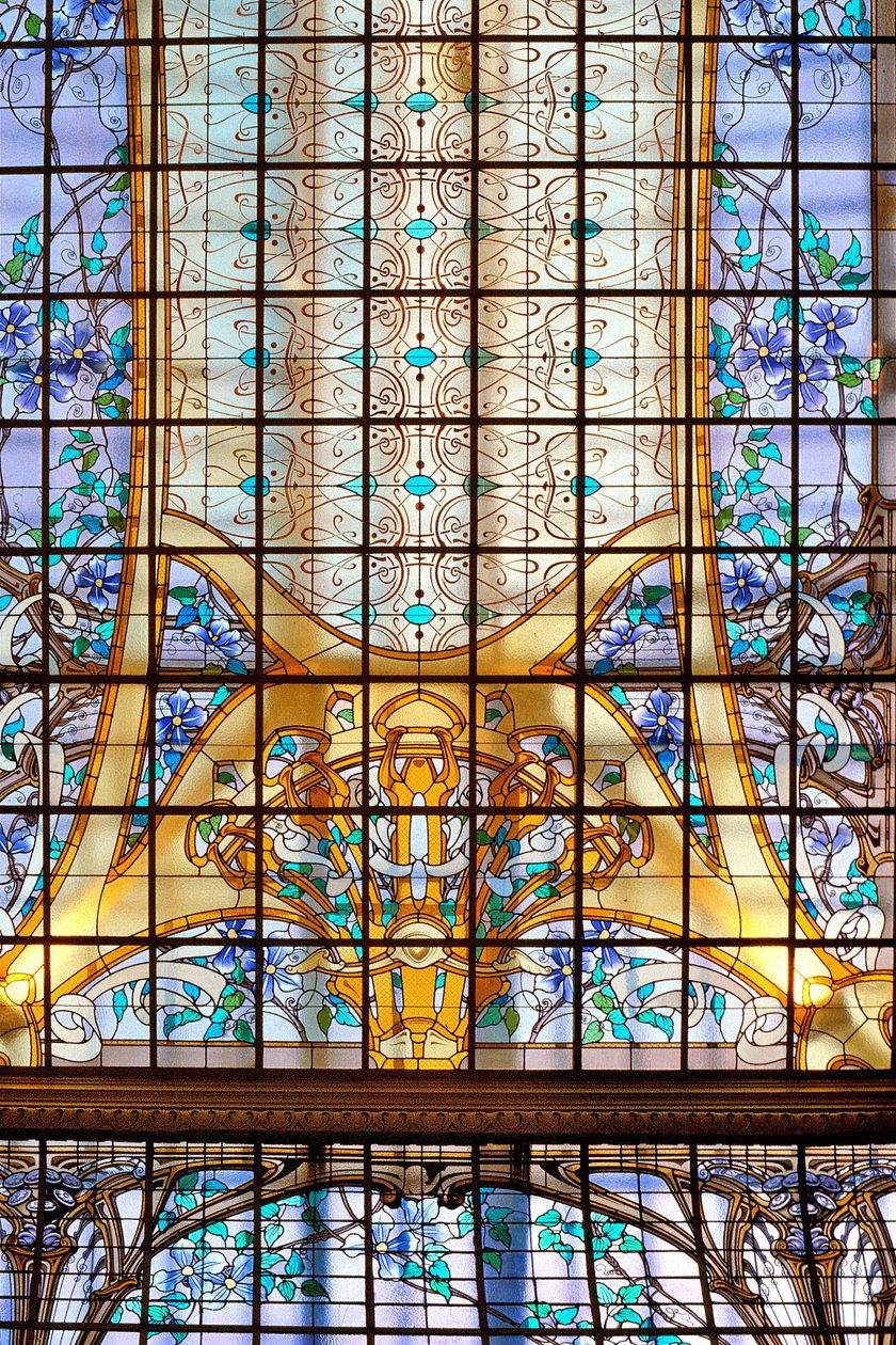 Nancy (afdeling 54), Art Nouveau, "" La verriere aux Clematites "" (1901), Glasmaleri af Jacques Grube (1870-1936), på Credit Lyonnais, rue St Georges af Jacques Gruber