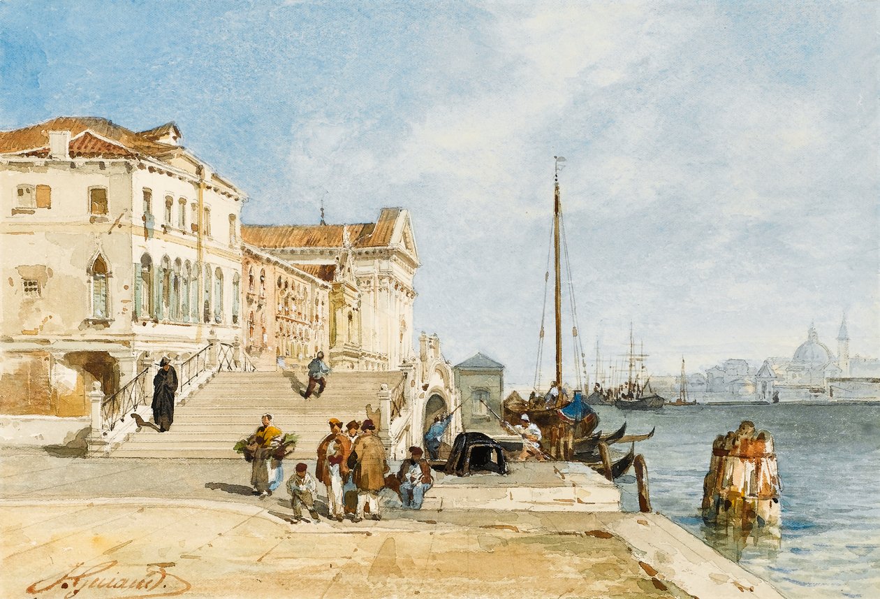 Udsigt over Zattere-dokken, Venedig af Jacques Guiaud