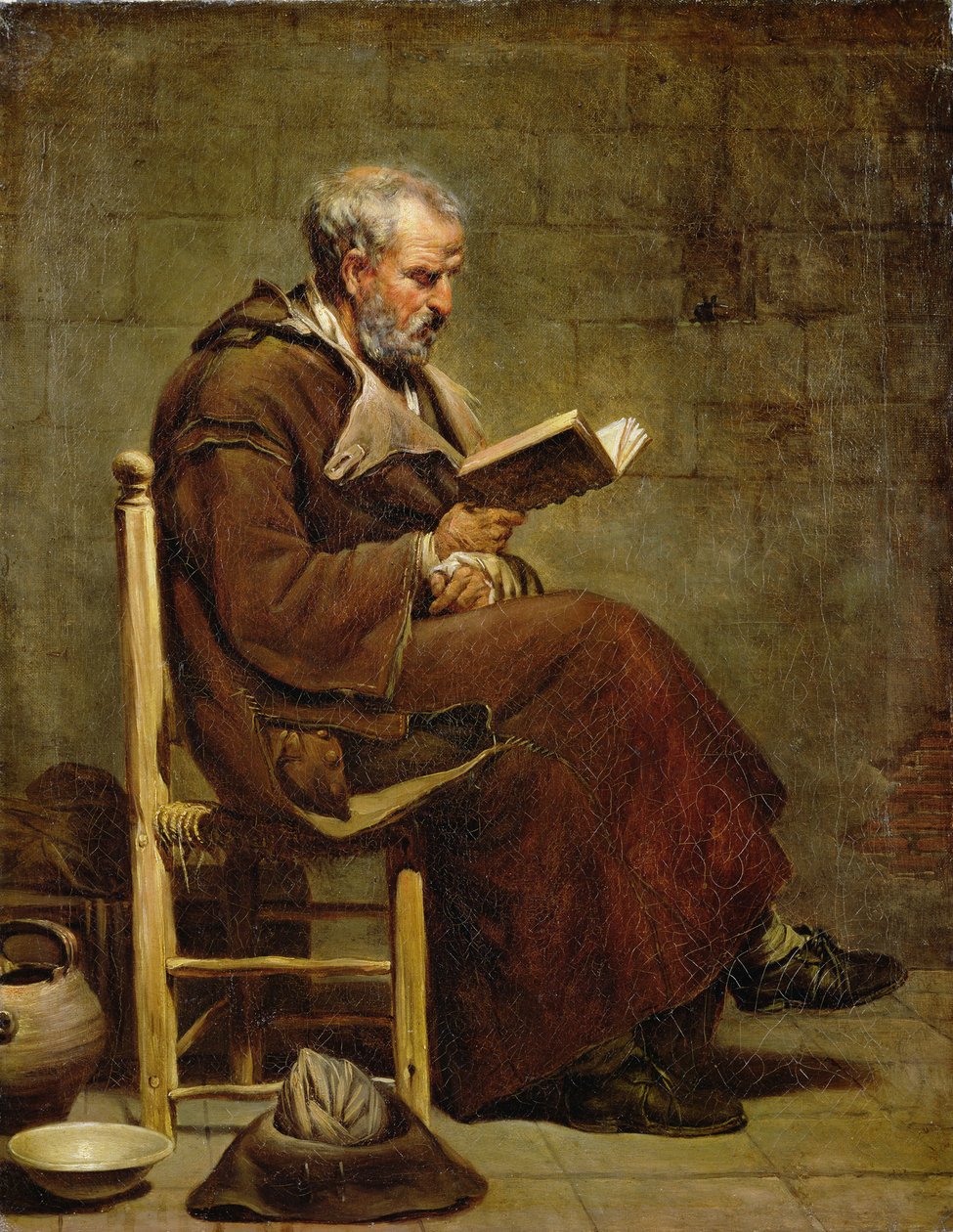 En siddende gammel mand læser, før 1797 af Jacques Henri Sablet