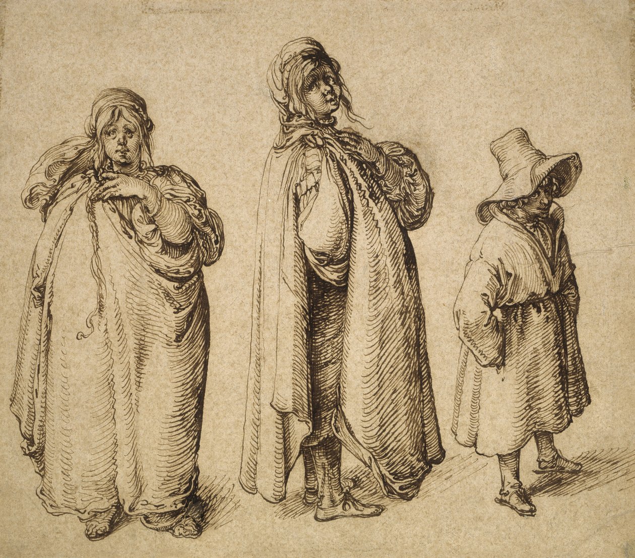 To studier af en romakvinde og en romakvinde i en stor hat, ca. 1605 af Jacques II de Gheyn