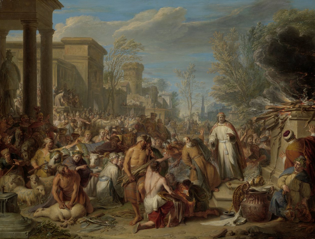 Jeroboam ofrer til idolerne Jeroboams afgudsdyrkelse af Jacques Ignatius de Roore