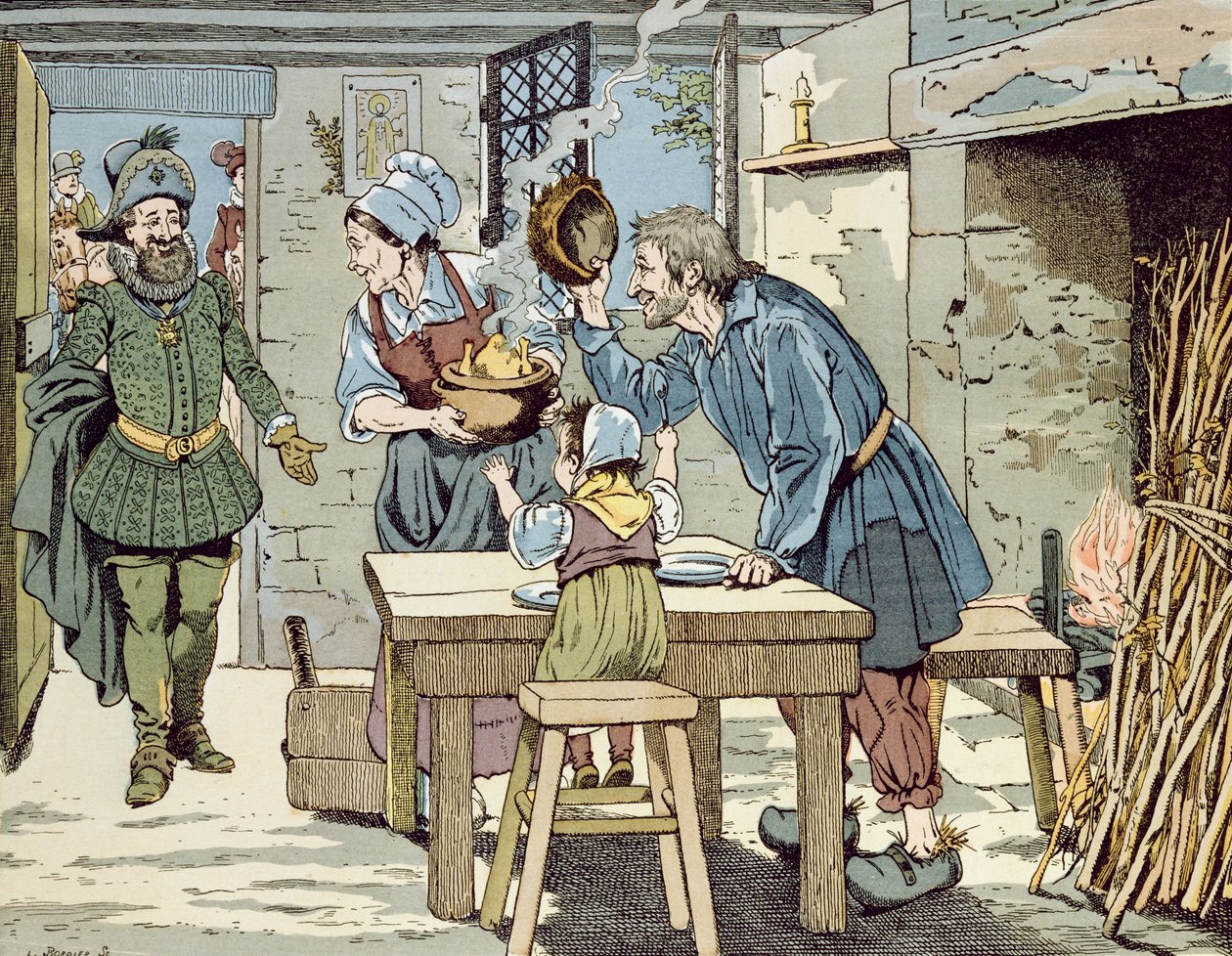 Henri IV, de fattiges konge, der ønsker, at alle hans undersåtter skal have en kylling til søndagsmiddag, ca. 1900 af Jacques Marie Gaston Onfray de Breville (Job)