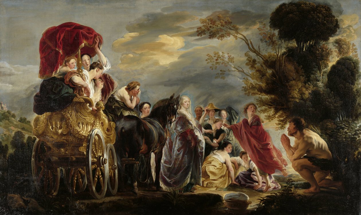 Mødet mellem Odysseus og Nausicaa Møde mellem Odysseus og Nausicaa af Jacques Jordaens (signed by artist)