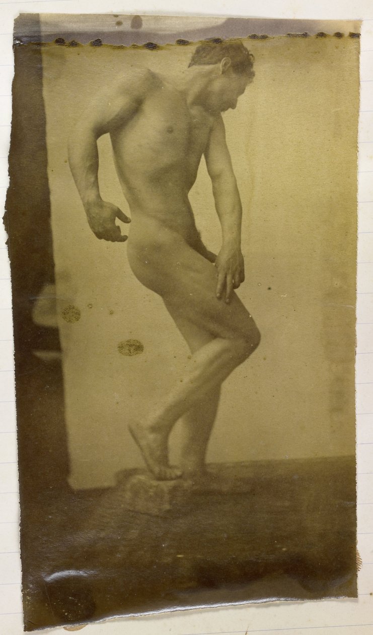 Studie af en mandlig nøgenmodel, stående og let bøjet, set forfra, i Jacques de Lalaings studie af Jacques Lalaing (attributed to)