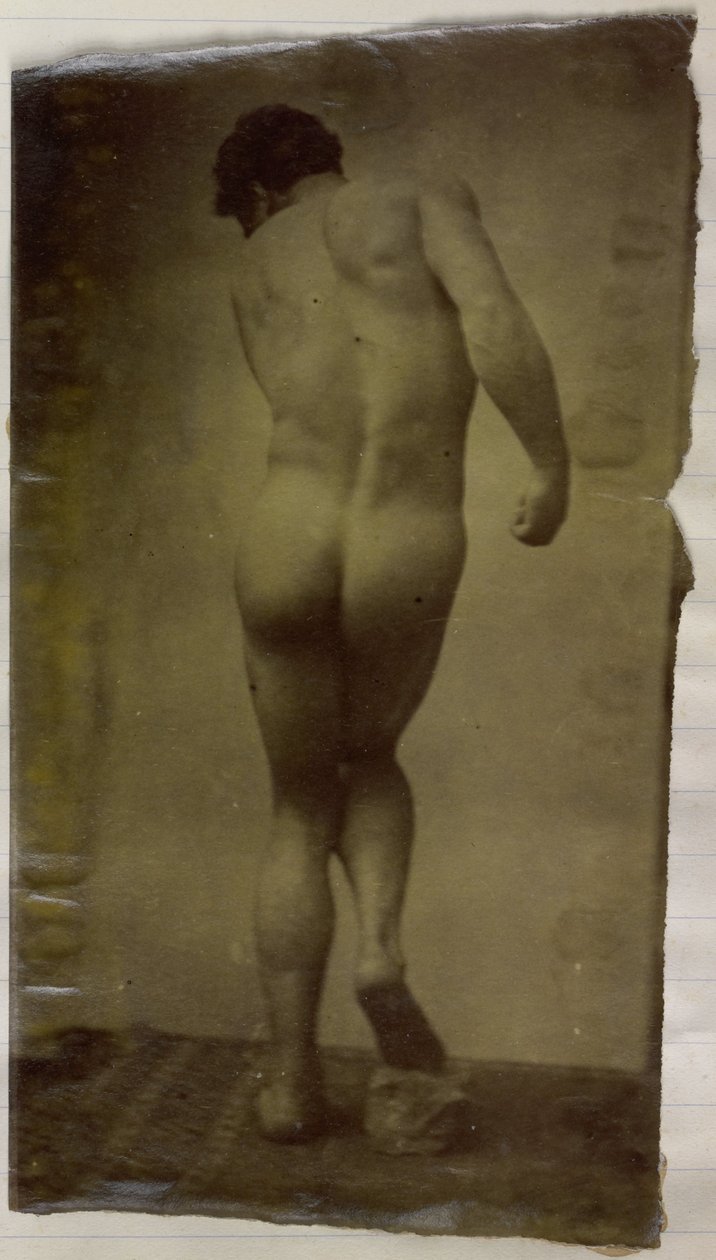 Studie af en mandlig nøgenmodel, stående og set bagfra, i Jacques de Lalaings studie af Jacques Lalaing (attributed to)