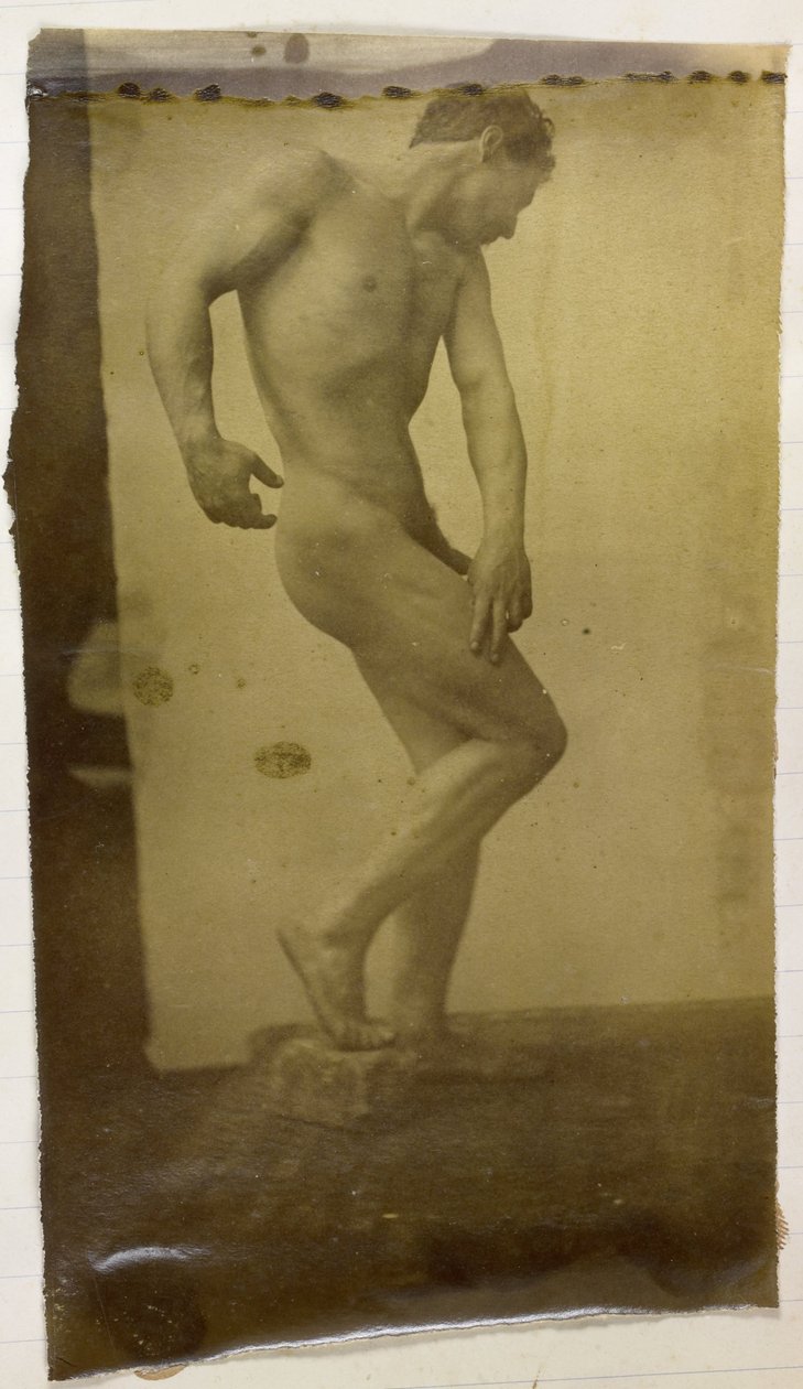 Studie af en mandlig nøgenmodel, stående og set fra siden, i Jacques de Lalaings studie af Jacques Lalaing (attributed to)
