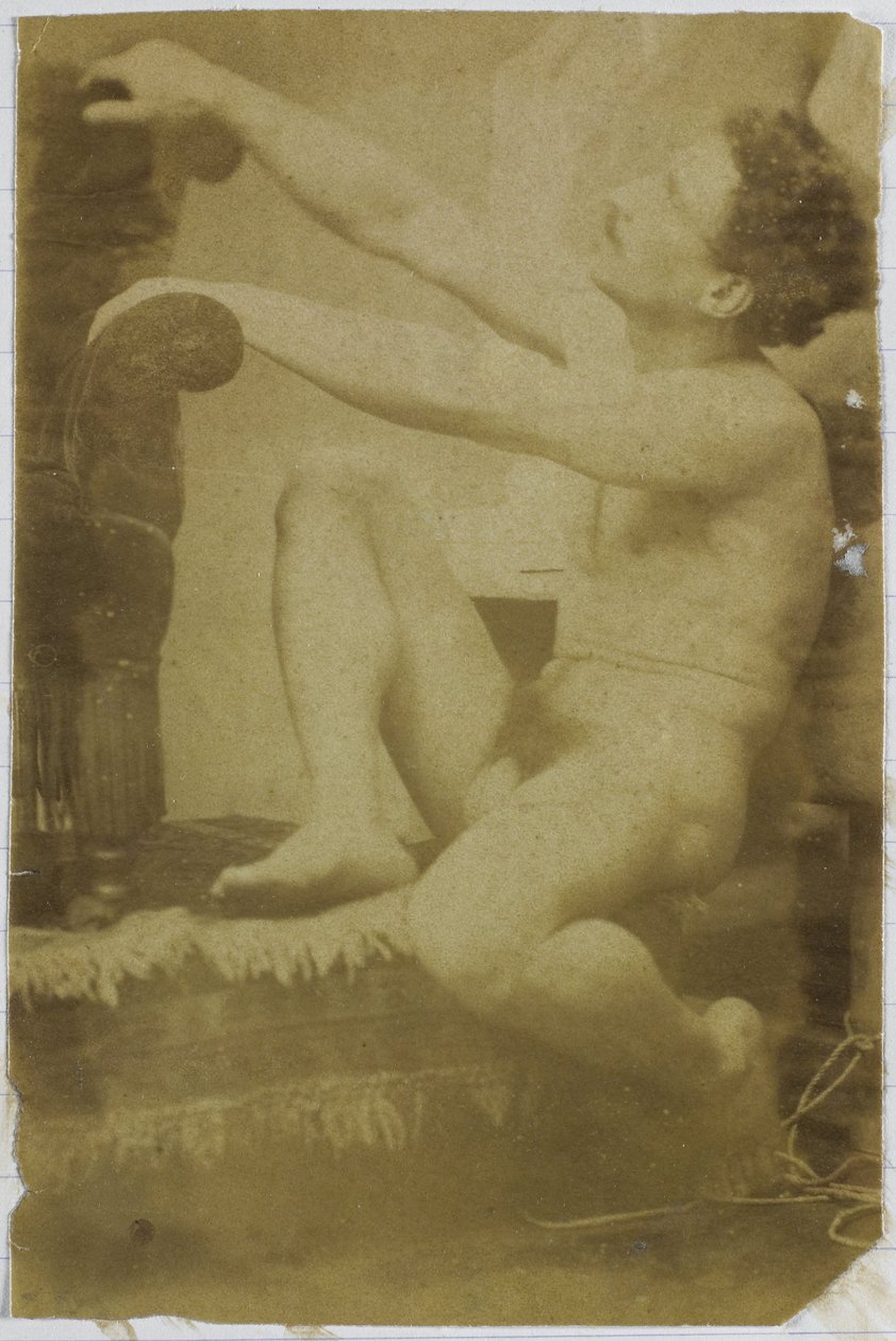Studie af en mandlig nøgenmodel, siddende og set fra siden, i Jacques de Lalaings studie af Jacques Lalaing (attributed to)