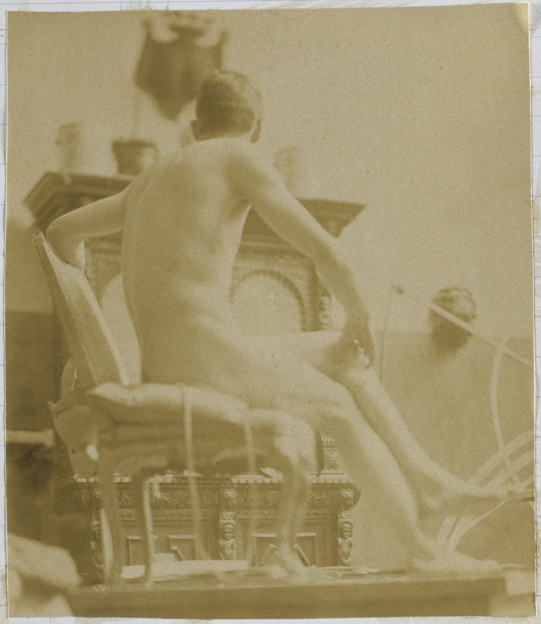 Studie af en mandlig nøgenmodel, siddende på en lænestol, i Jacques de Lalaings studie af Jacques Lalaing (attributed to)