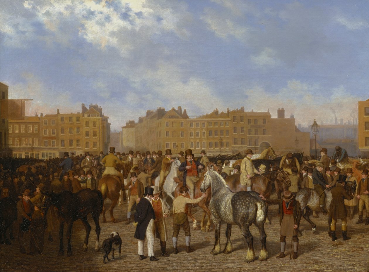 Old Smithfield Market af Jacques Laurent Agasse