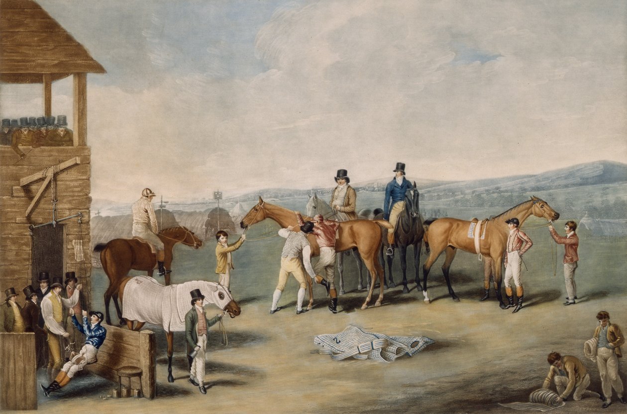 A Pair: Preparing to Start, London 20. januar 1803 (akvatinte) af Jacques Laurent after Agasse