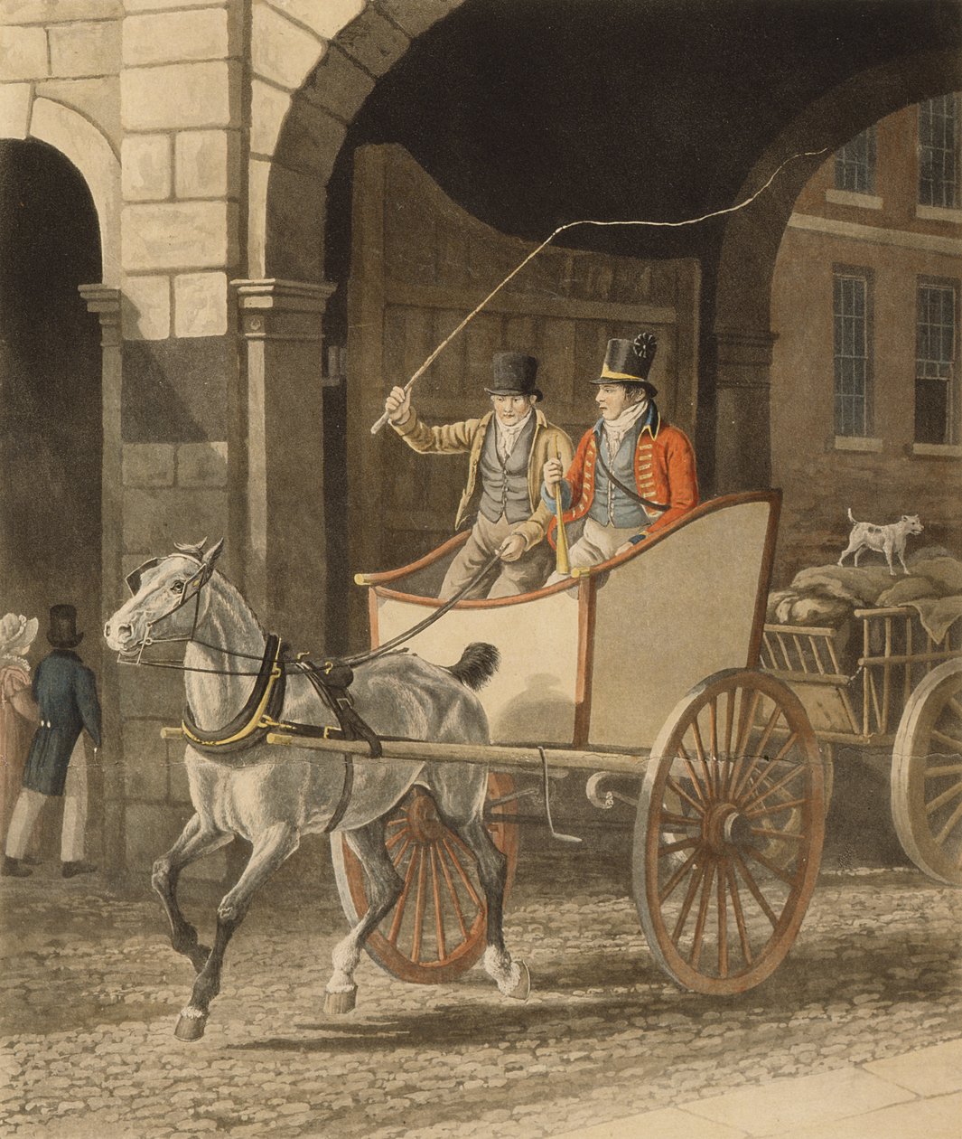 Coaching, eller The Mail Guard, indgraveret af Matthew Dubourg (fl.1786-1838) 1825 (akvatinte) af Jacques Laurent after Agasse