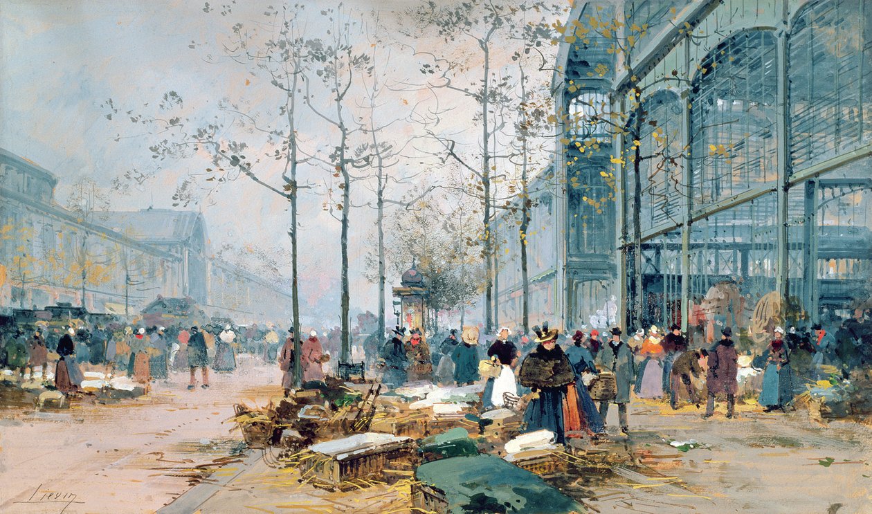 Les Halles, Paris (blyant og gouache på papir) af Jacques Lieven