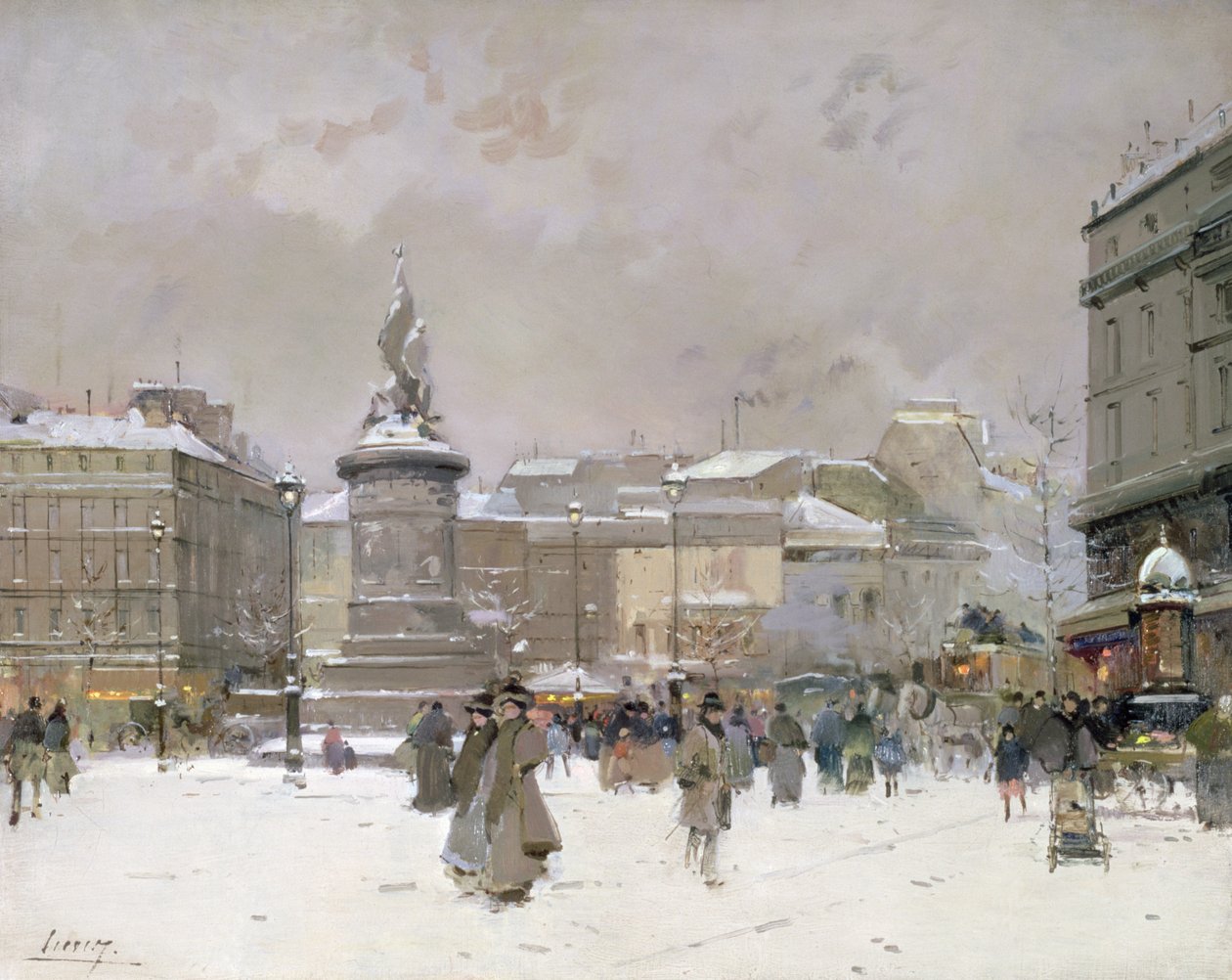 Place de Clichy (olie på panel) af Jacques Lieven