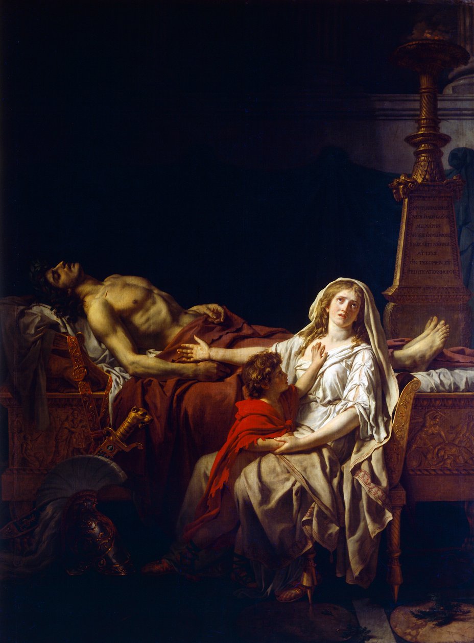 Andromache sørger over liget af Hector, af Jacques-Louis David (1748-1825) af Jacques Louis (studio of) David