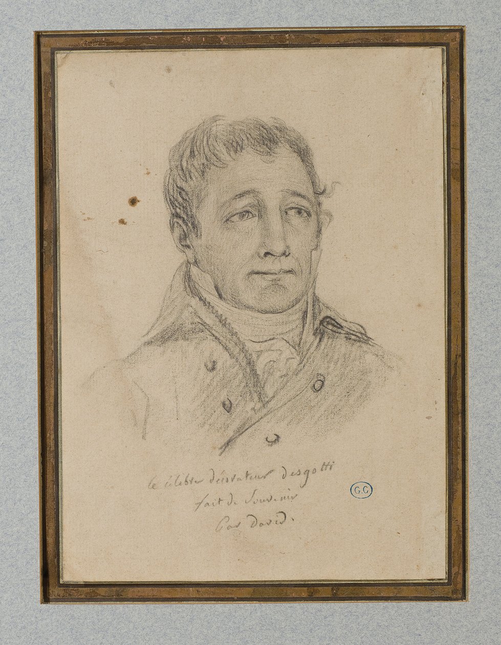 Portræt af Ignace-Eugène-Marie Degotti, ca. 1815-25 (kridt på lysebrunt papir) af Jacques Louis (workshop of) David