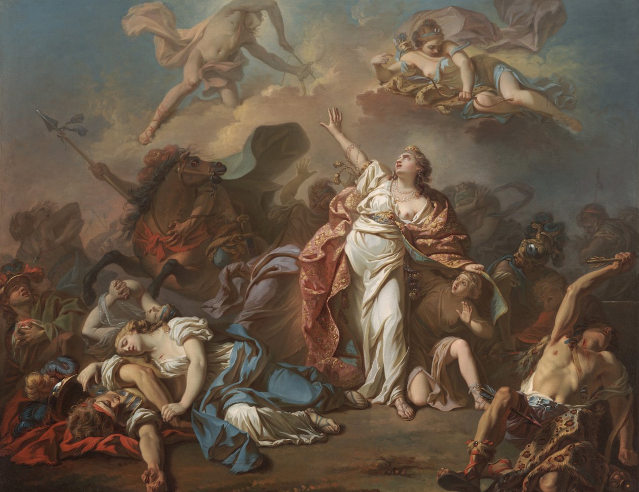 Apollo og Diana angriber Niobes børn af Jacques Louis David