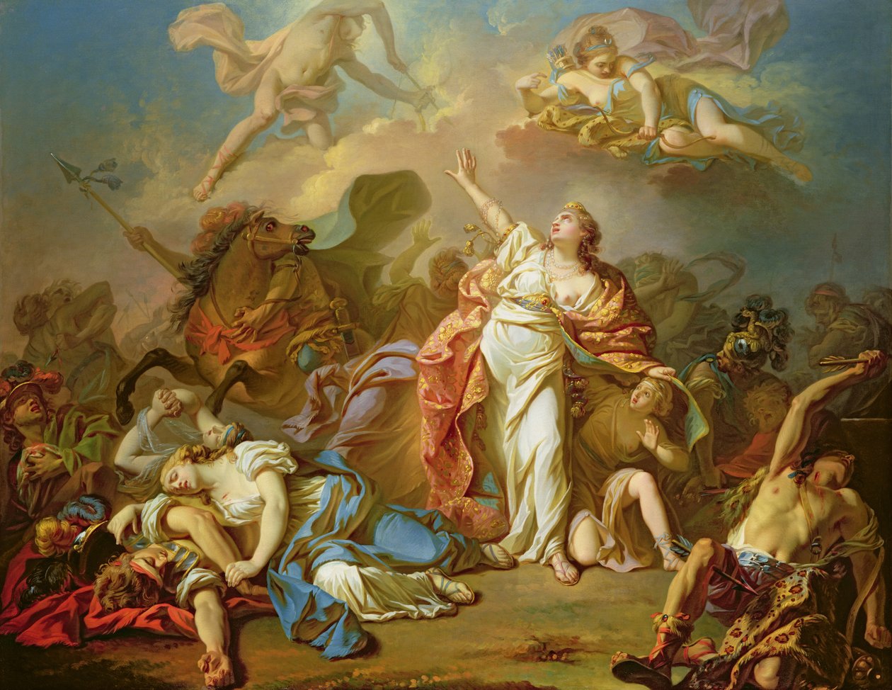 Apollo og Diana angriber Niobes børn af Jacques Louis David