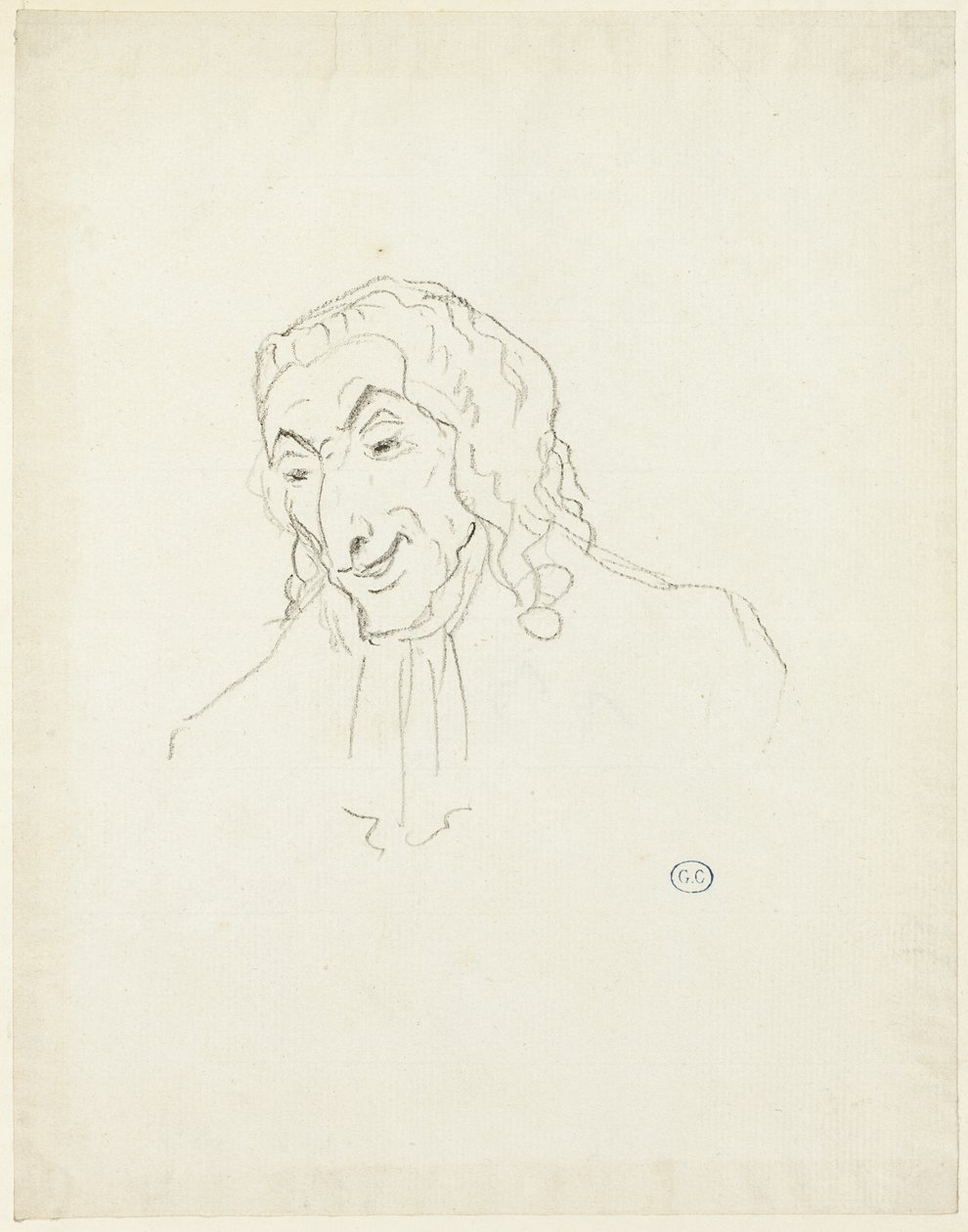 Buste af en mand med en jabot af Jacques Louis David